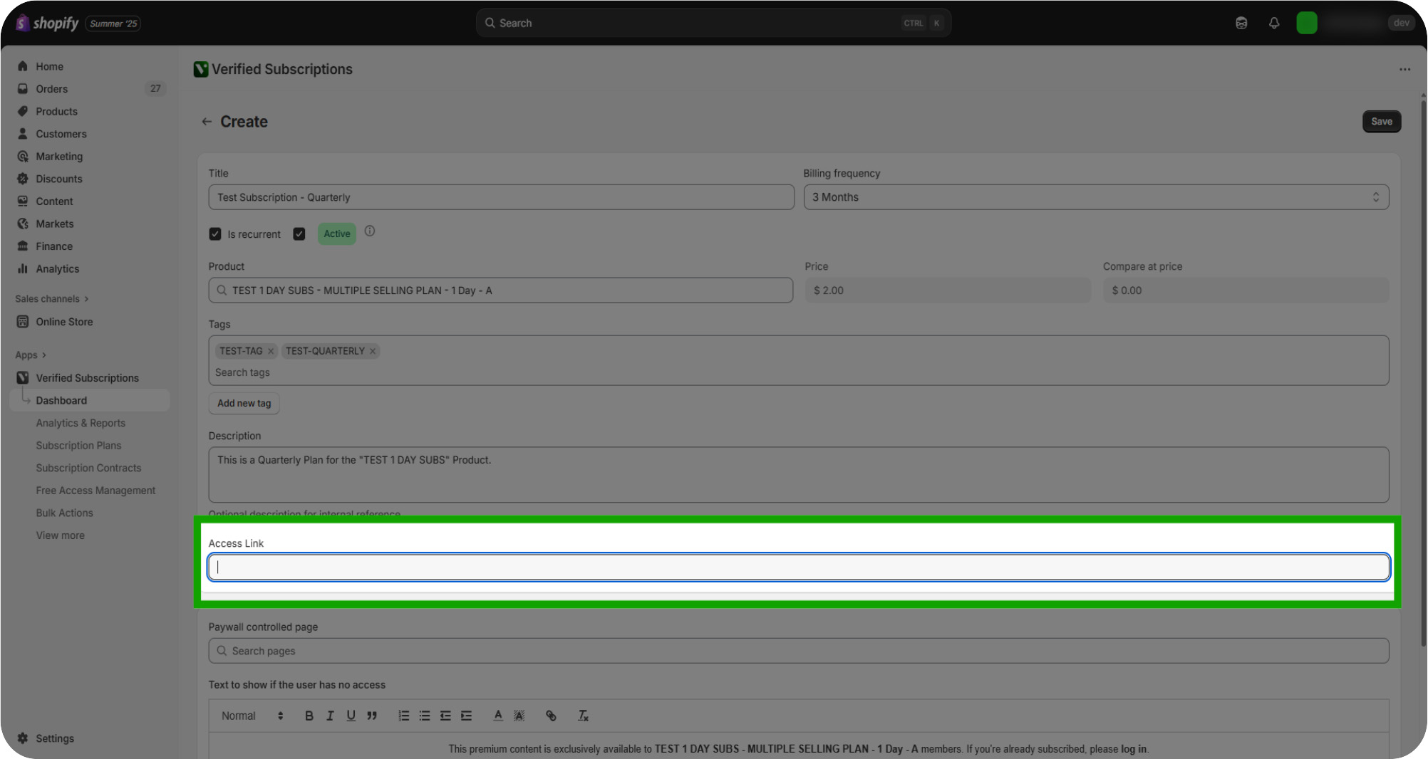 creating your first subscription 13