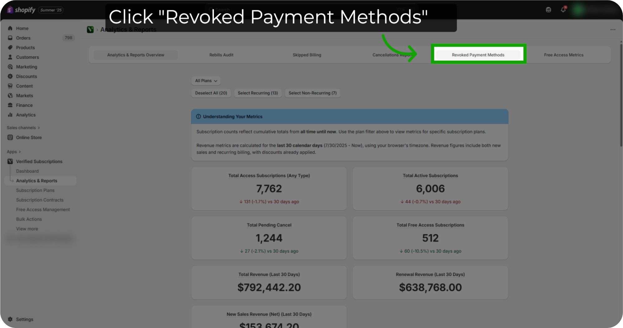 how to use the revoked payment method report 03