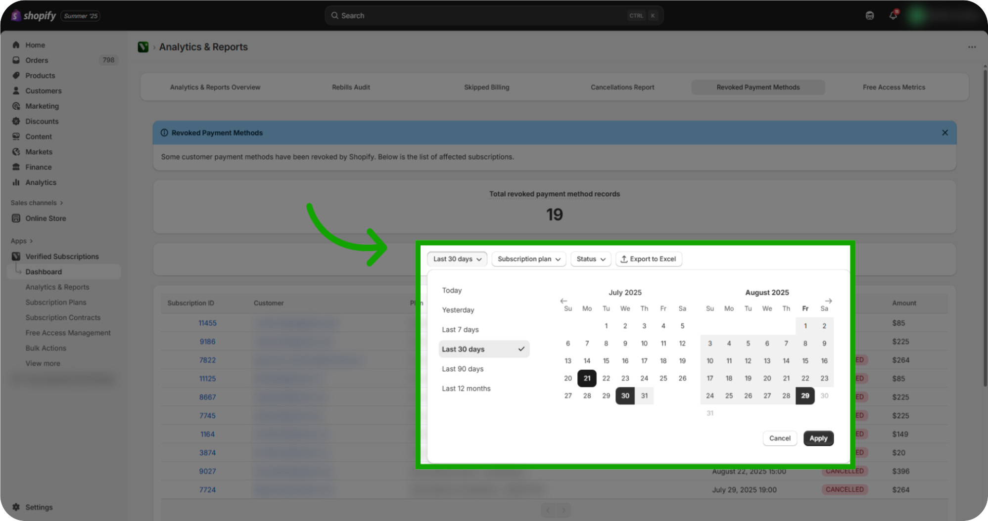 how to use the revoked payment method report 05