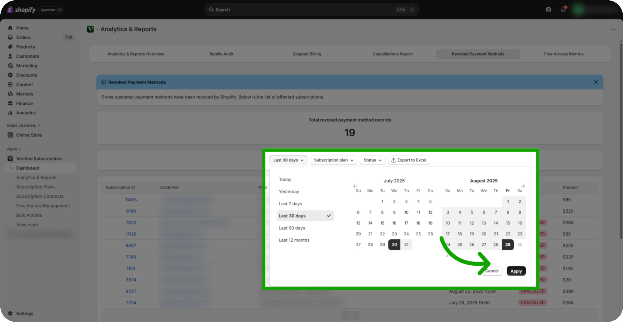 how to use the revoked payment method report 06