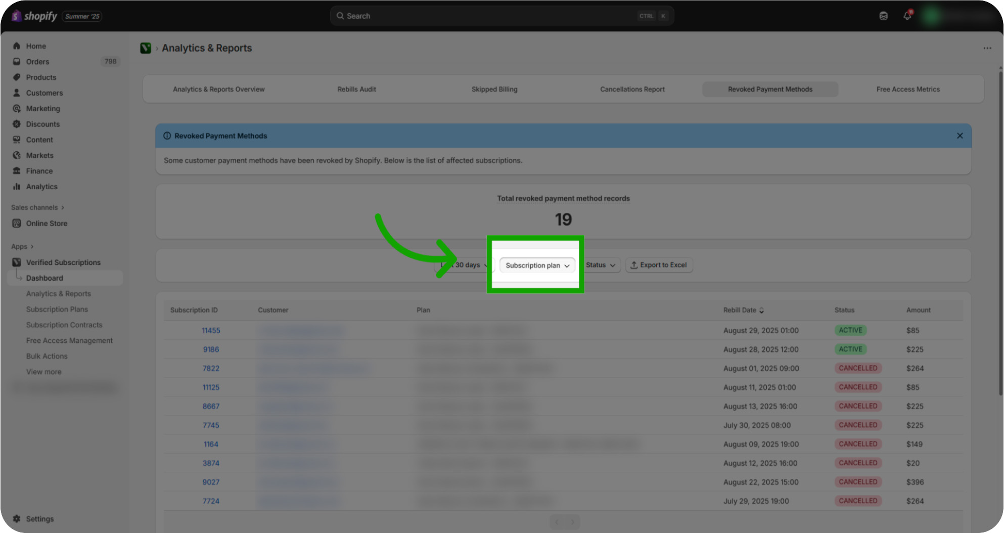 how to use the revoked payment method report 07