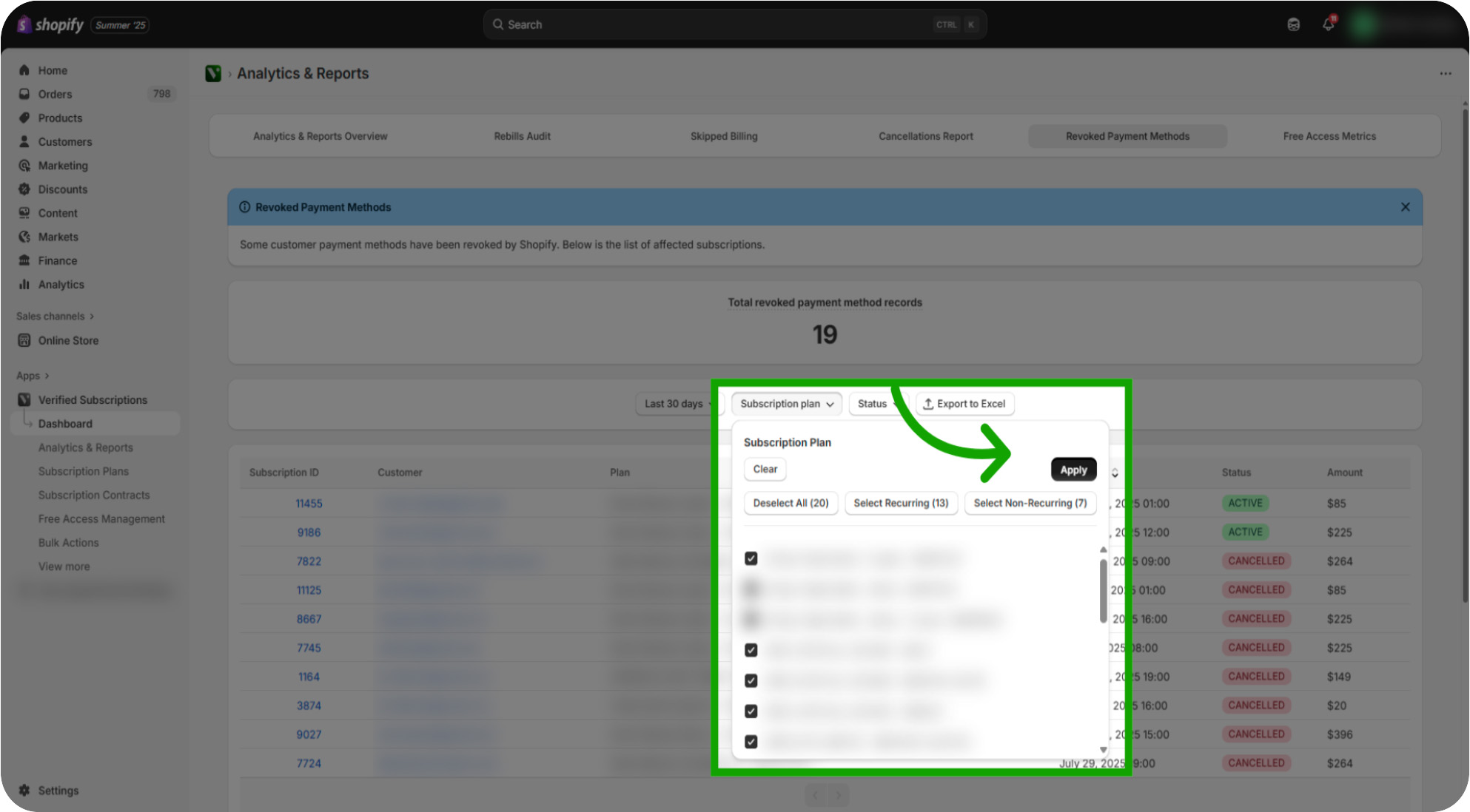 how to use the revoked payment method report 08