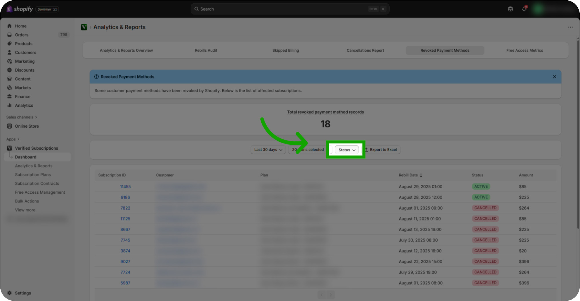how to use the revoked payment method report 09