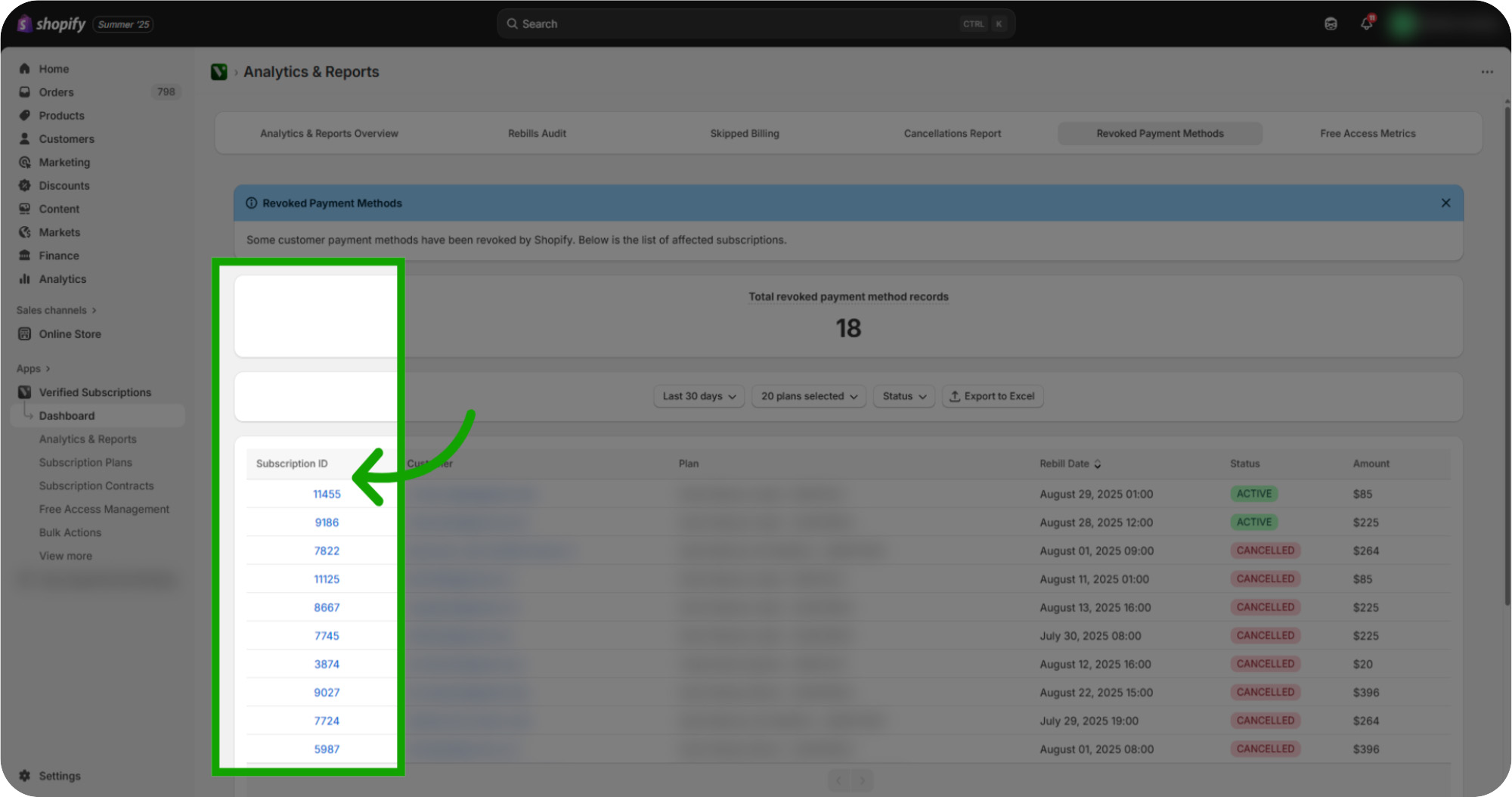 how to use the revoked payment method report 15