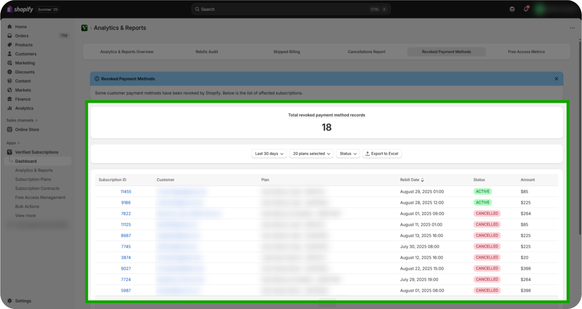 how to use the revoked payment method report 16